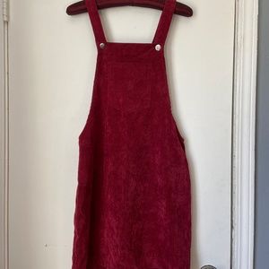 NO BRAND Wine Red Corduroy Overall Mini